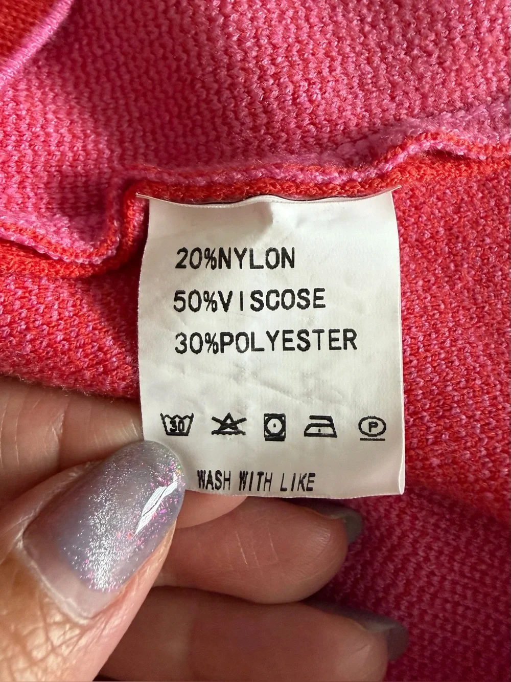Burnt Toast Bold Spiral Knit Midi Skirt - Pink & Red Size L/XL